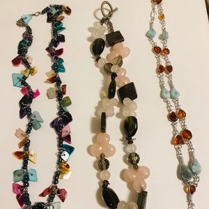 Set of 4 beaded necklaces jade brown multicolor